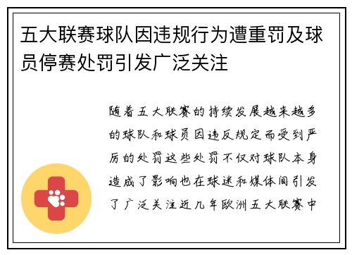 五大联赛球队因违规行为遭重罚及球员停赛处罚引发广泛关注